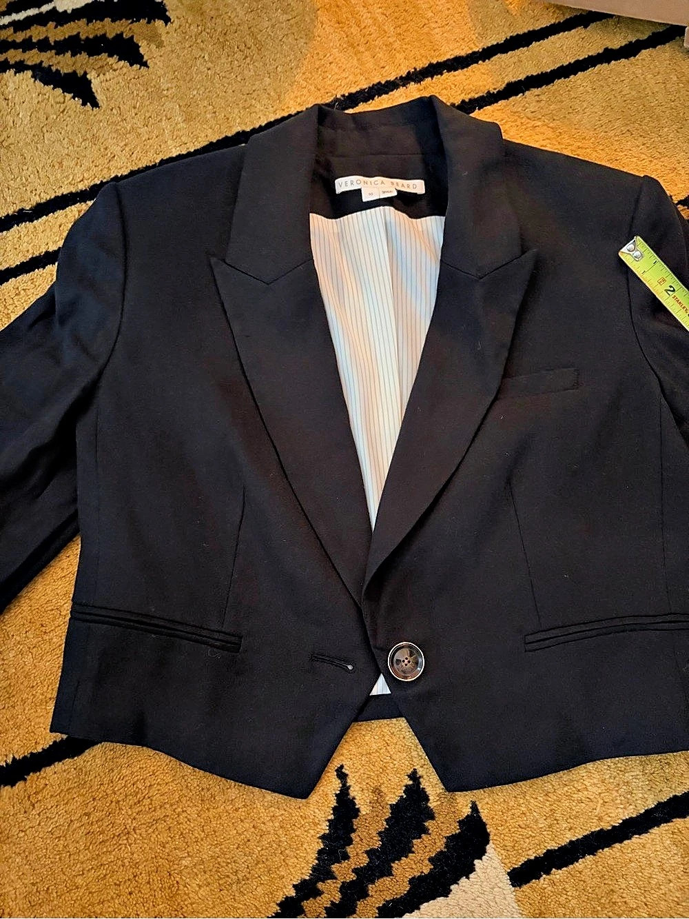 Veronica Beard Cropped Linen Blend Blazer, Black, Size 10